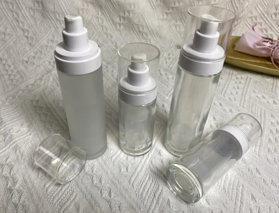 Glass Airless Pump Cosmetics Bottle 30ml with Inner PP Bottle for Lotion Serum PCR Replaceable Assembly