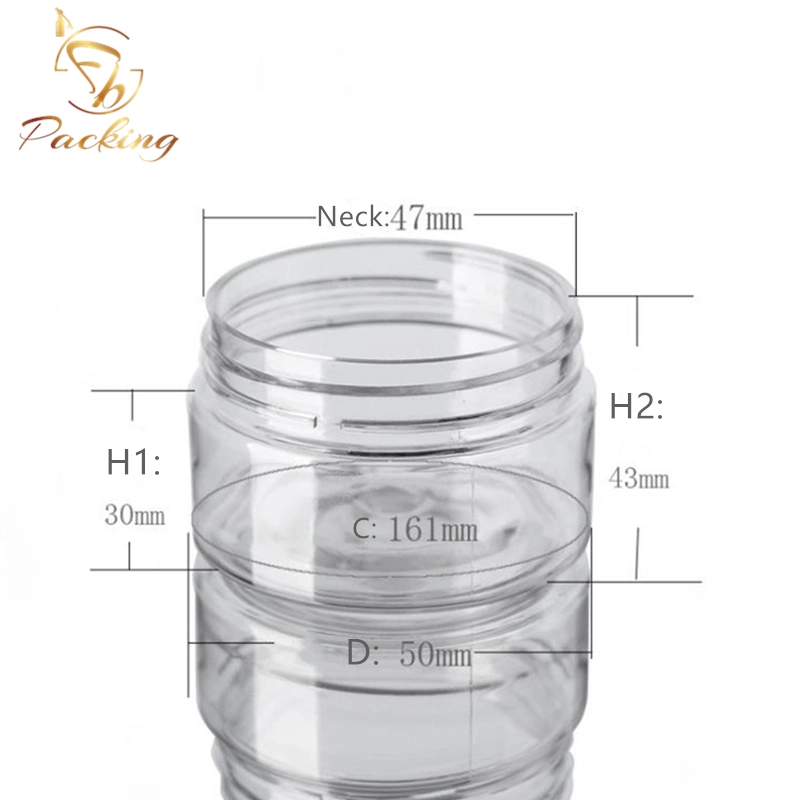 10% off Cosmetic Packaging Clear Plastic Cream Jar 50g Pet Jar with Black Plastic Cap