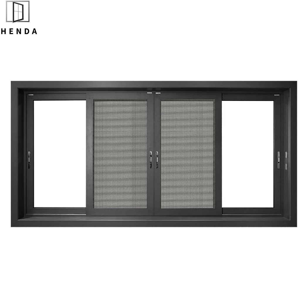 Square Angle Design Aluminum Sliding Window 5mm Double Tempered Glass with Argon Thermal Break 110/108 Series with Mosquito Net Sliding Windows