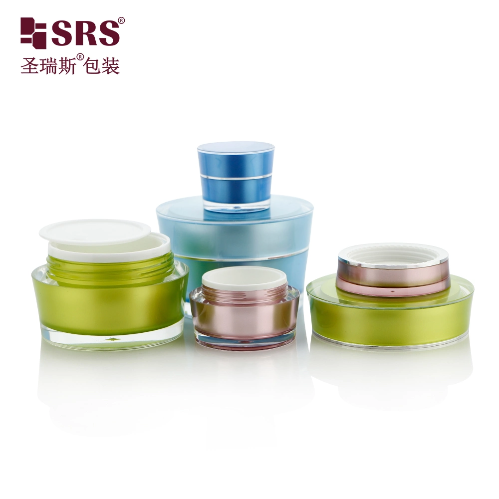 Empty Luxury Acrylic Skincare Plastic Double Wall Cosmetic Face Cream Plastic Jars Packaging 5g 10g 15g 30g 50g 75g Cream Jar