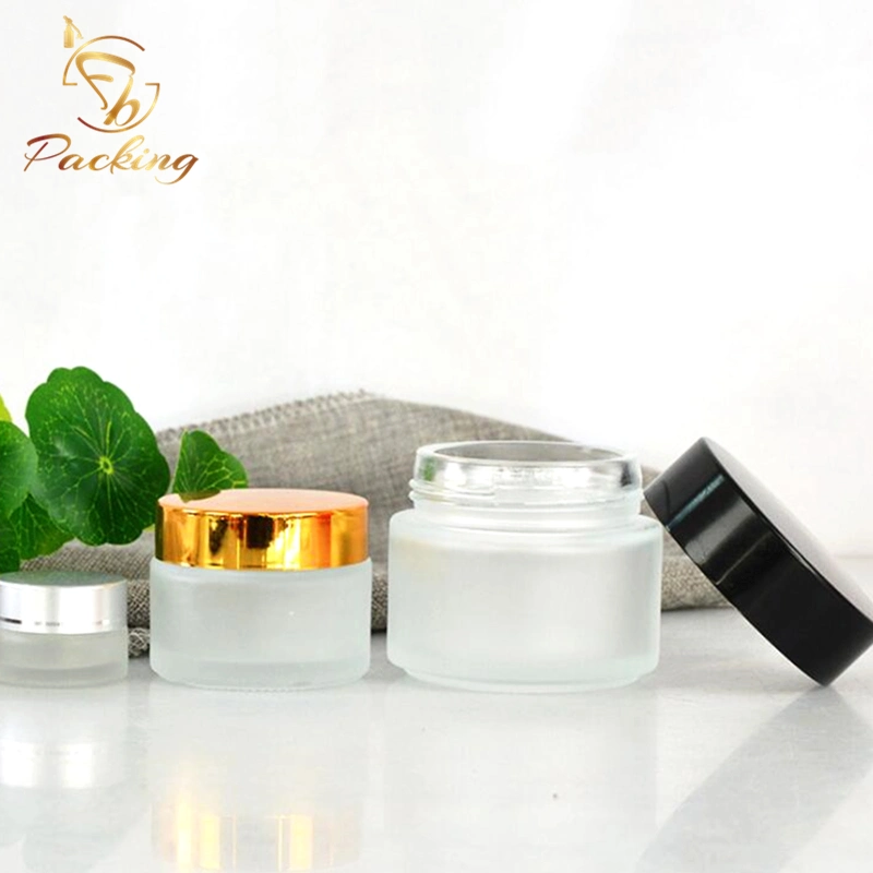 20% off 5g 10g 15g 20g 25g 30g 50g 60g 100g Frosted Glass Jar with Various Black Gold Silver Caps for Cosmetic Cream Face Cream Eye Cream etc