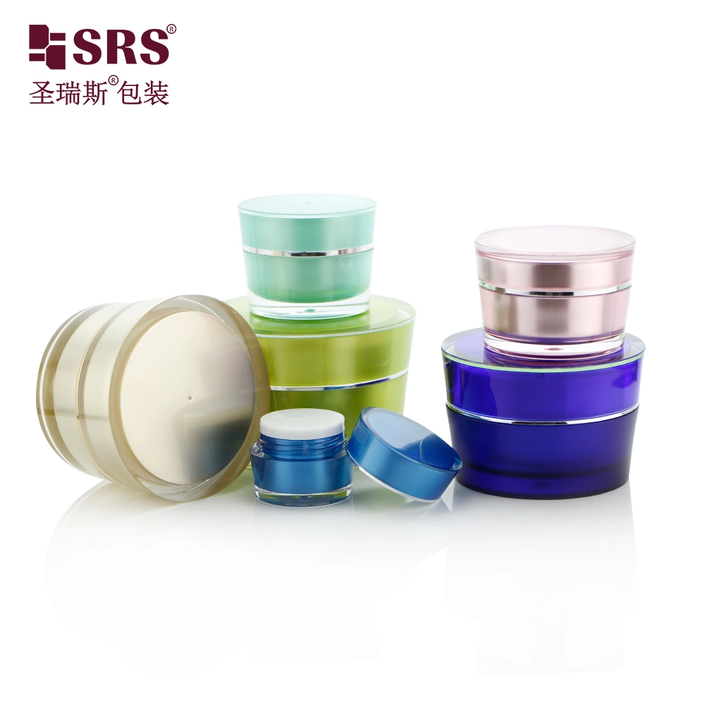 Empty Luxury Acrylic Skincare Plastic Double Wall Cosmetic Face Cream Plastic Jars Packaging 5g 10g 15g 30g 50g 75g Cream Jar