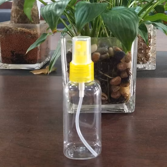 2023 Neues Produkt, hochwertiger Make-up-Behälter, Kunststoff-Kosmetikpackung, 30 ml, klare Flaschen, Acrylglas, grüne Verpackung, nachfüllbare Behandlungspumpe, Serumflasche